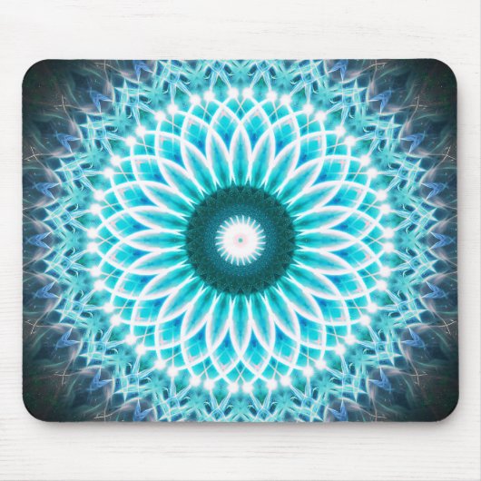 Blaues Lotus-NeonMandala Mousepad (Vorne)