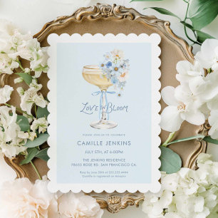 Blaues Love in Bloom Champagner Brautparty-Einladu Einladung
