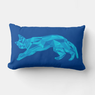 Blaues Lowpoly-Katze in entspannter Haltung Lendenkissen