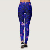 Blaues Luminous-Netz mit Blume 01 Black BG Leggings (Rückseite)