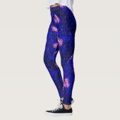 Blaues Luminous-Netz mit Blume 01 Black BG Leggings (Links)
