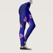 Blaues Luminous-Netz mit Blume 01 Black BG Leggings (Rechts)