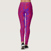 Blaues Luminous-Netz mit Blume 01 Rot BG Leggings (Rückseite)