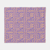 Blaues Luminous-Netz mit Blume 02b LOrange BG Fleecedecke (Vorderseite (Horizontal))