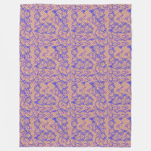 Blaues Luminous-Netz mit Blume 02b LOrange BG Fleecedecke
