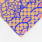 Blaues Luminous-Netz mit Blume 02b LOrange BG Fleecedecke (Ecke)