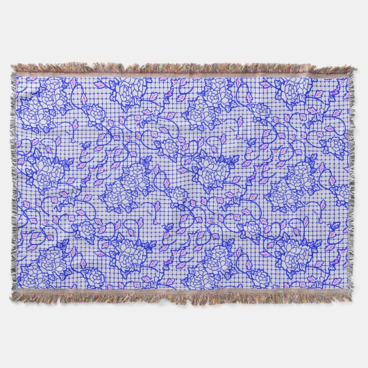 Blaues Luminous-Netz mit Blume 02b Offwhite BG Decke (Vorderseite)
