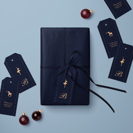 Blaues luxuriöses Weihnachtsgeschenk mit personali Geschenkanhänger