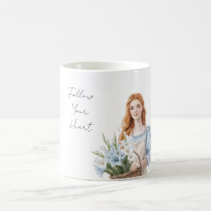 Blaues Mädchen mit blau-weißen Blumen Kaffeetasse