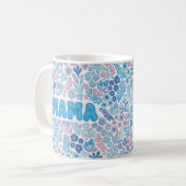 Blaues Mama Boho Blumenmuster Muttertag Kaffeetasse (Vorderseite Links)