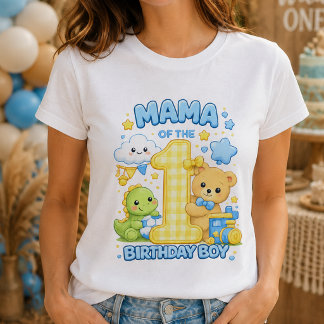 Blaues Mama des Geburtstagsjungen Damen T-Shirt