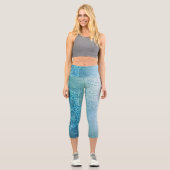 Blaues Mandala Capri Leggings (Vorderseite)