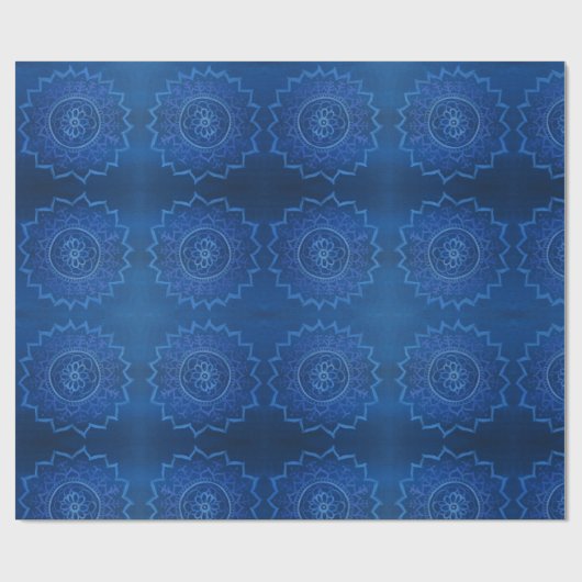Blaues Mandala-glänzendes Faltpapier, 30 x 2,5 m Geschenkpapier (Flach)