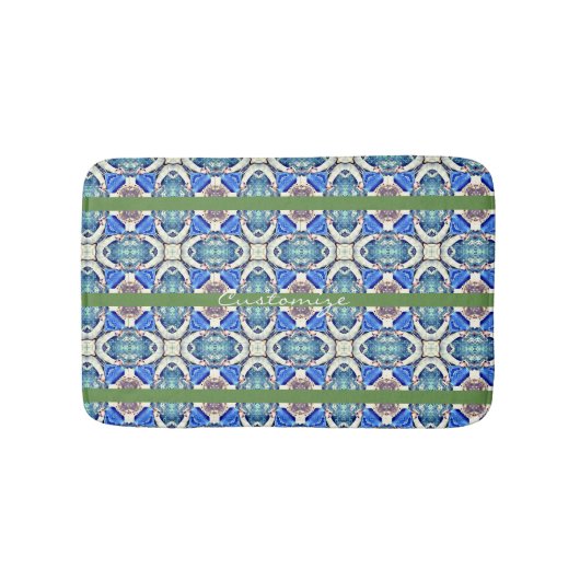 Blaues Mandala-Herz Horizontale Linien Thunder_Cov Badematte (Vorderseite)