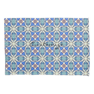 Blaues Mandala-Herz-Muster Kissenbezug