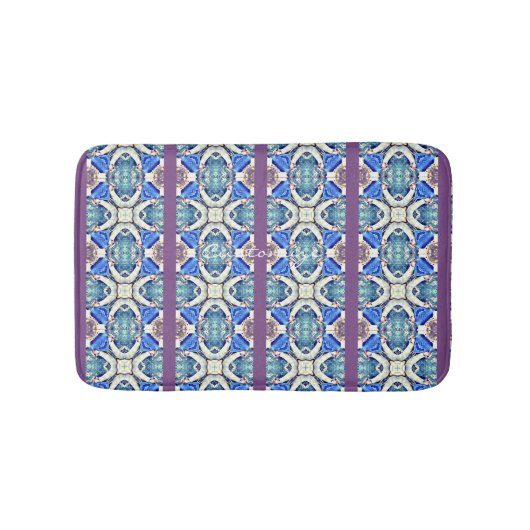 Blaues Mandala-Herz Muster Thunder_Cove Badematte (Vorderseite)