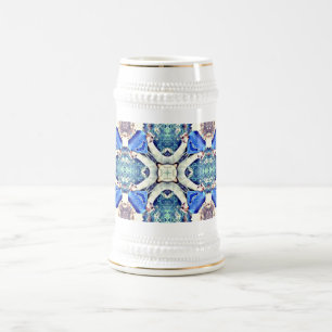 Blaues Mandala-Herz Muster Thunder_Cove Bierglas