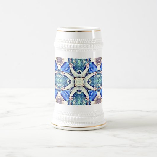 Blaues Mandala-Herz Muster Thunder_Cove Bierglas (Mittel)