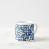 Blaues Mandala-Herz Muster Thunder_Cove Espressotasse (Vorderseite Rechts)