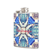 Blaues Mandala-Herz Muster Thunder_Cove Flachmann (Links)