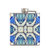 Blaues Mandala-Herz Muster Thunder_Cove Flachmann (Rückseite)