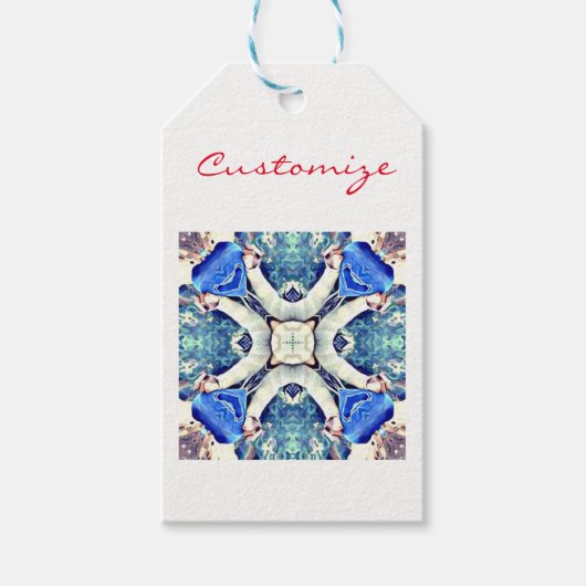 Blaues Mandala-Herz Muster Thunder_Cove Geschenkanhänger (Vorderseite)