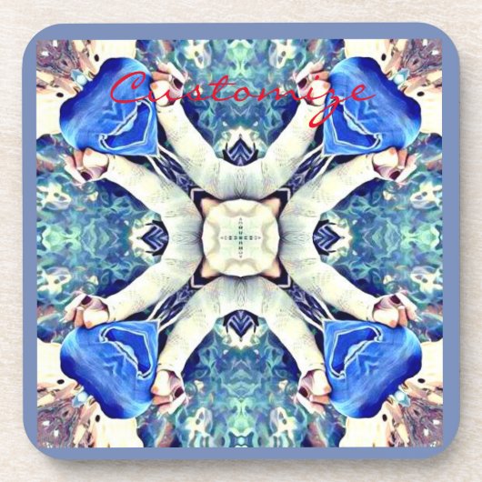 Blaues Mandala-Herz Muster Thunder_Cove Getränkeuntersetzer (Vorderseite)