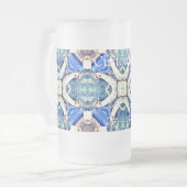 Blaues Mandala-Herz Muster Thunder_Cove Mattglas Bierglas (Vorderseite Links)