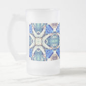 Blaues Mandala-Herz Muster Thunder_Cove Mattglas Bierglas (Links)