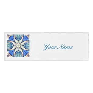 Blaues Mandala-Herz Muster Thunder_Cove Namenschild