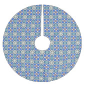 Blaues Mandala-Herz Muster Thunder_Cove Polyester Weihnachtsbaumdecke (Vorderseite)