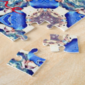 Blaues Mandala-Herz Muster Thunder_Cove Puzzle (Seite)