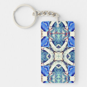 Blaues Mandala-Herz Muster Thunder_Cove Schlüsselanhänger