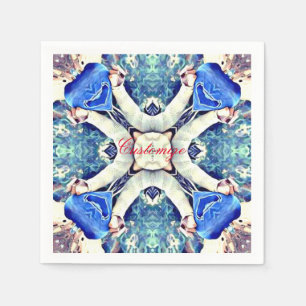 Blaues Mandala-Herz Muster Thunder_Cove Serviette