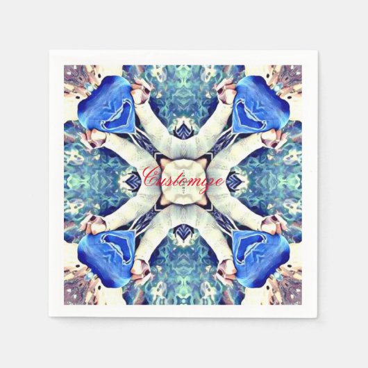 Blaues Mandala-Herz Muster Thunder_Cove Serviette (Vorderseite)