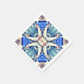 Blaues Mandala-Herz Muster Thunder_Cove Serviette (Ecke)