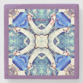 Blaues Mandala-Herz Muster Thunder_Cove Steinuntersetzer (Vorderseite)