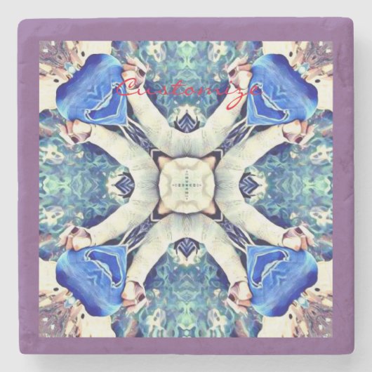 Blaues Mandala-Herz Muster Thunder_Cove Steinuntersetzer (Vorderseite)