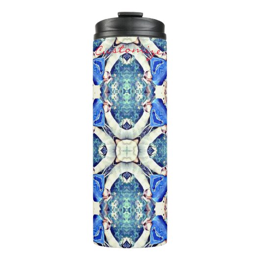 Blaues Mandala-Herz Muster Thunder_Cove Thermosbecher (Vorderseite)