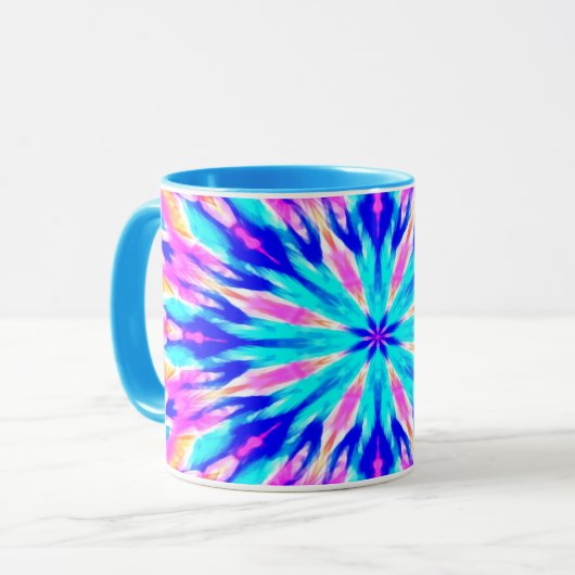 Blaues Mandala-Kunstwerk Tasse (Vorderseite Links)
