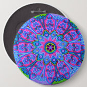 Blaues Mandala-Mode-Knopf-Schmuck-Ahlen-Button Button (Vorne & Hinten)