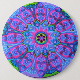 Blaues Mandala-Mode-Knopf-Schmuck-Ahlen-Button Button