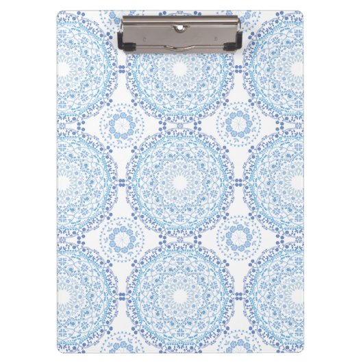 Blaues Mandala-Muster-Clip-Board Klemmbrett (Vorderseite)