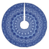 Blaues Mandala Muster mit Sternexplosion Symmetrie Polyester Weihnachtsbaumdecke (Vorderseite)