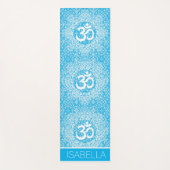 Blaues Mandala Muster Om Bliss Personalisiert Yogamatte (Vorderseite)