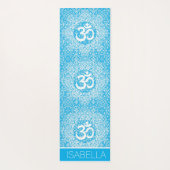 Blaues Mandala Muster Om Bliss Personalisiert Yogamatte (Rückseite)