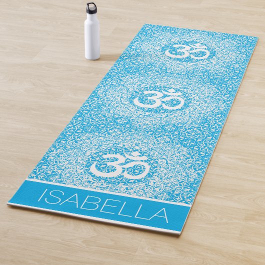 Blaues Mandala Muster Om Bliss Personalisiert Yogamatte (Beispiel)
