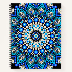 Blaues Mandala-Muster-Schürze Boho-Blumen-Dekor Notizblock