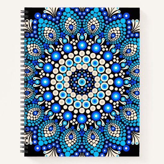 Blaues Mandala-Muster-Schürze Boho-Blumen-Dekor  Notizblock (Vorderseite)