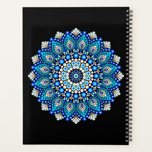 Blaues Mandala-Muster-Schürze Boho-Blumen-Dekor Planer (Rückseite)